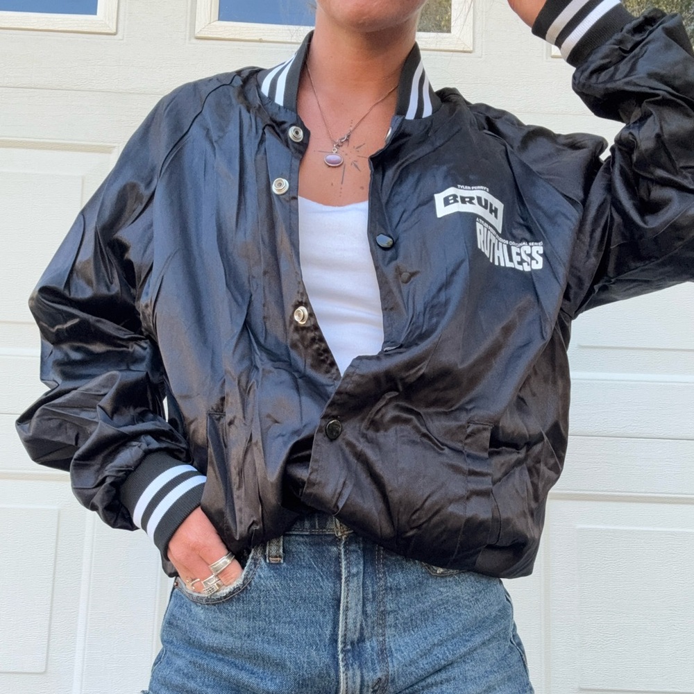 Vintage Black 90s Varsity Jacket Tyler Perry Ruthless Sz S